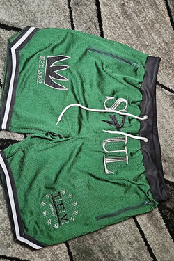 Green Varsity shorts